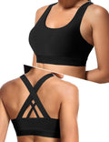 Sports Bra for Women, Criss Cross Back Medium Support Workout Bras with Removable Cups for Yoga Running Gym