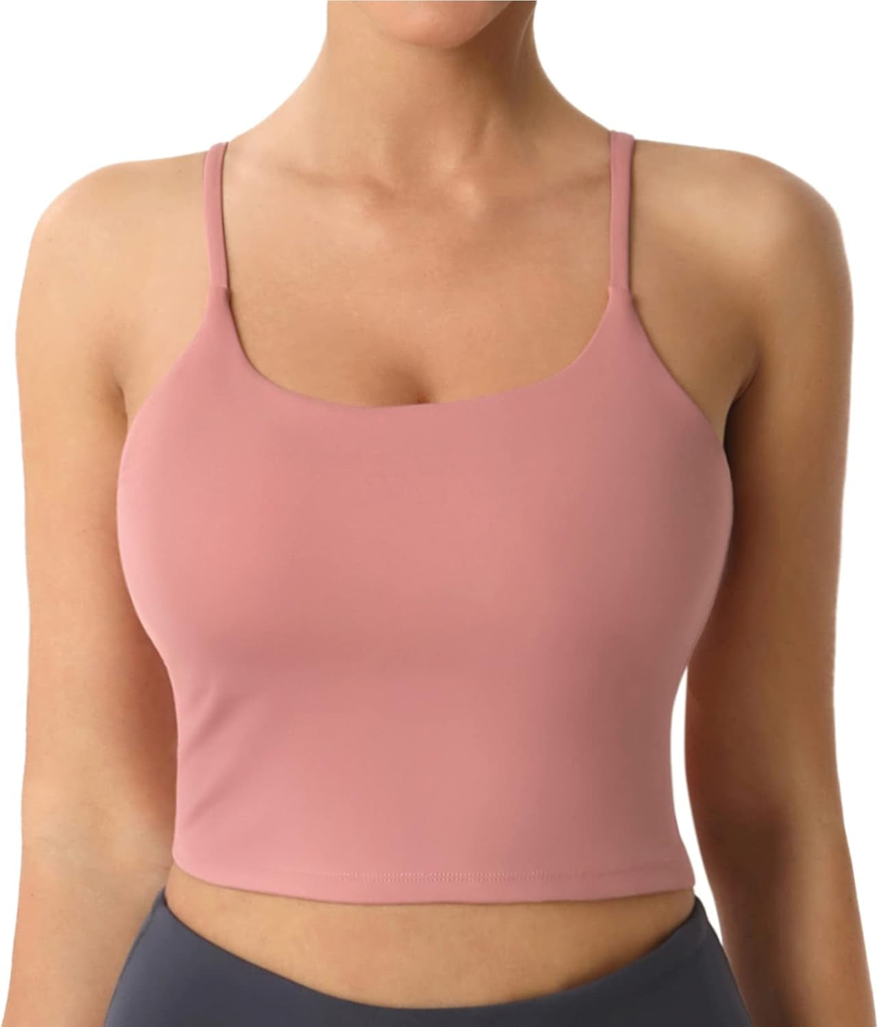 Padded Longline Sports Bras for Women, Criss Cross Back Adjustable Strappy Running Workout Gym Yoga Crop Tank Top
