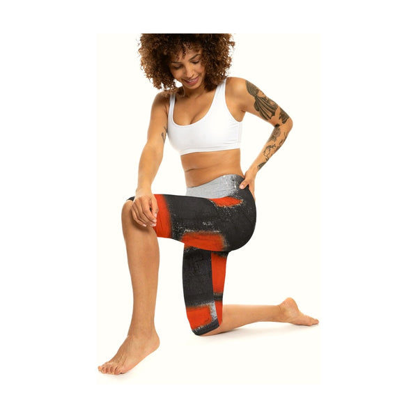 Women’S Capri Leggings RED ORANGE by Queennoble