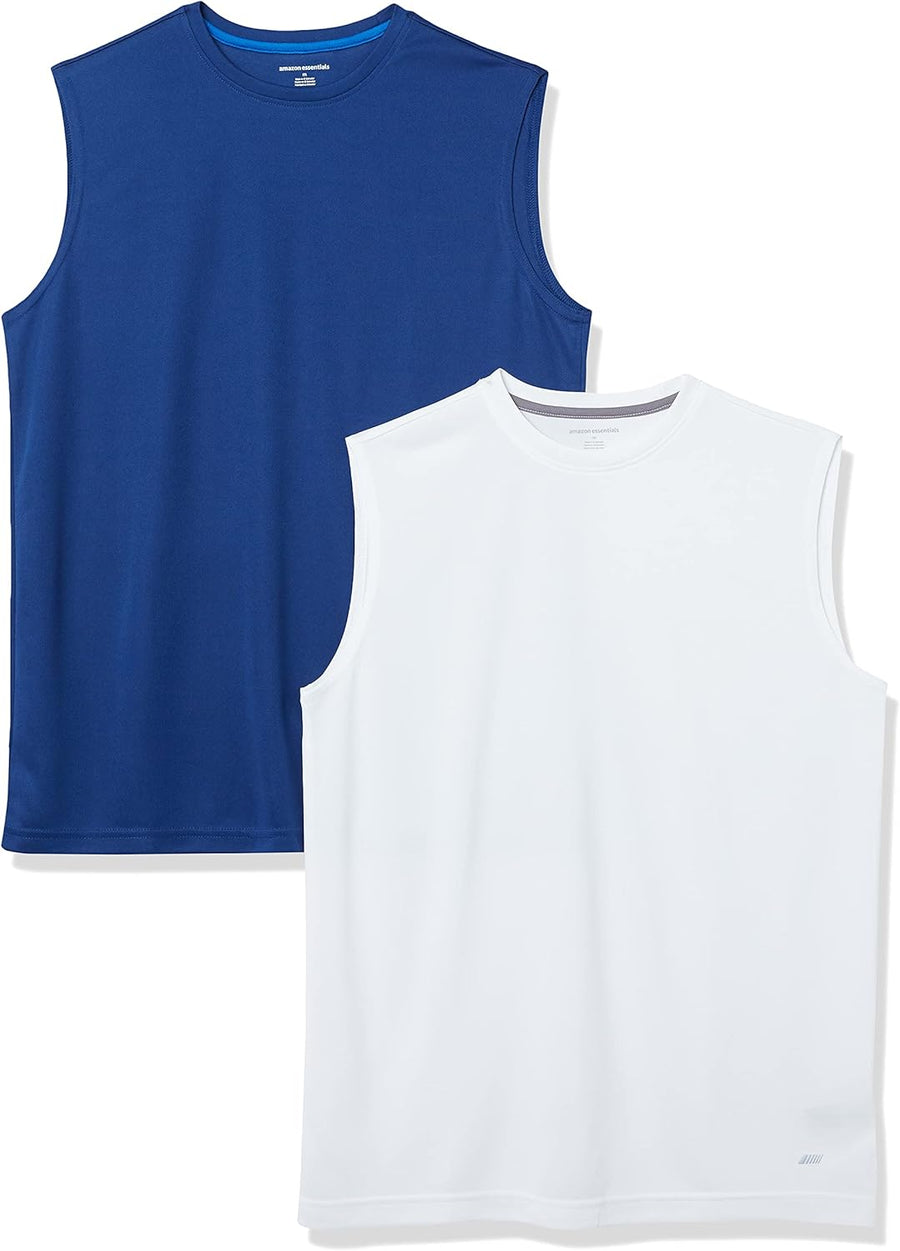 Men'S Gym Tank Tops, Moisture-Wicking Dry Fit Breathable Muscle Shirts, Pack of 2