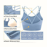 3 Pack Strappy Sports Bra for Women Sexy Crisscross for Yoga Running Athletic Gym Workout Fitness Tank Tops