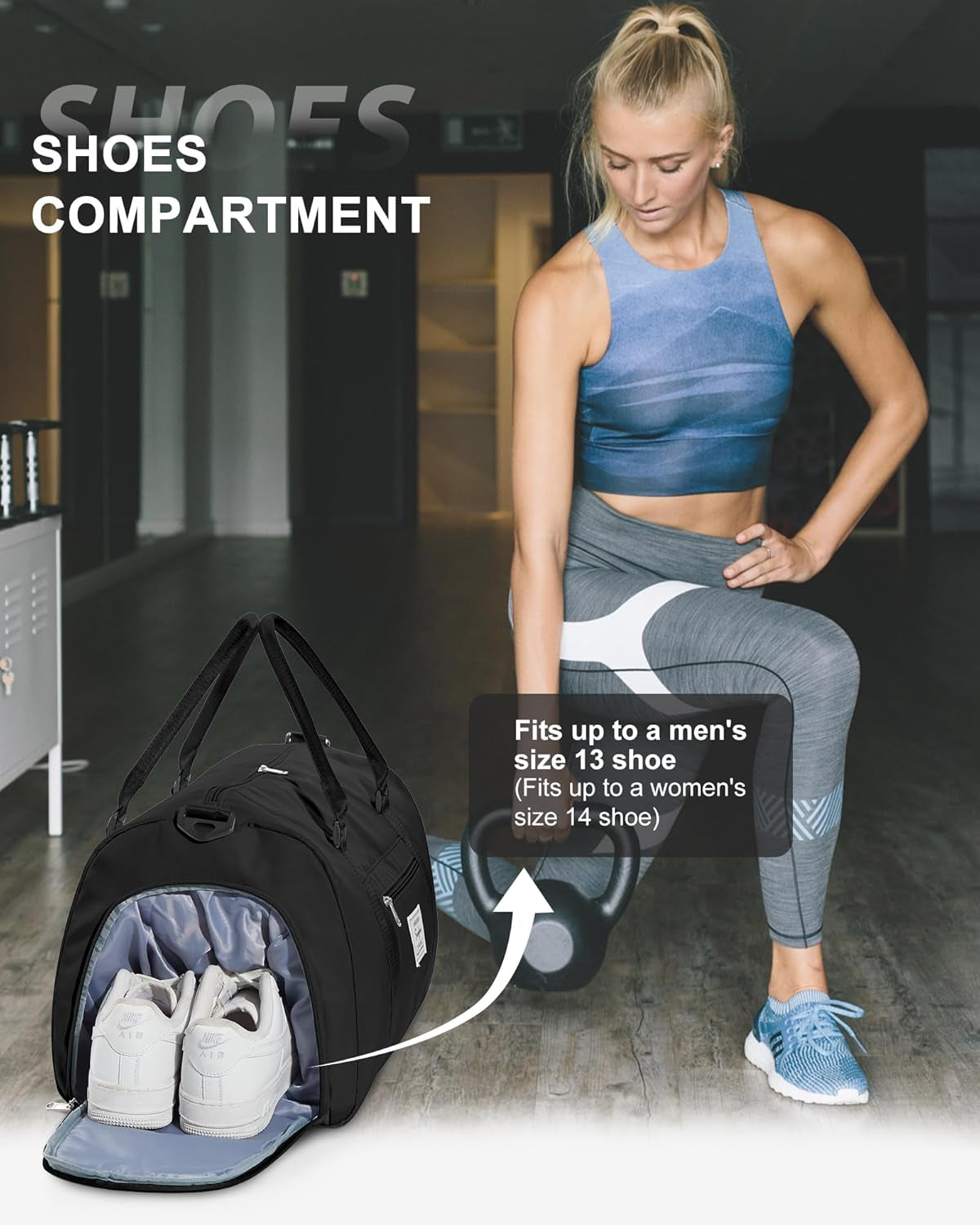Gym Bags Womens Mens with Shoes Compartment and Wet Pocket Travel Duffel Bag for Women for Plane Sport Gym Tote Bags Swimming Yoga Small Waterproof Weekend Overnight Carry on Bag Hospital Holdalls