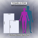 2 Pack Microfibre Towel Set for Gym, Yoga, Sports,Camping & Travel-400Gsm Quick Dry, Soft Hand Towels-Lightweight for Beach,Bath,Hiking,Hair & Kitchen-Super Absorbent with Bag (White)