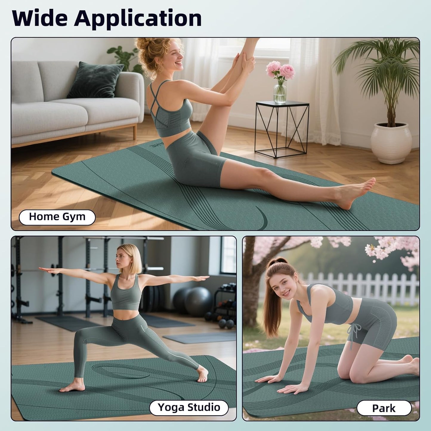 Yoga Mat High Density Exercise Mat, 76"X32"X0.27"Thick Wide & Large Yoga Mat for Women Men, Professional POE Workout Mat for Yoga, Pilates, Fitness & Stretching