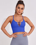 Longline Sports Bras for Women High Support Strappy Push up Workout Tops Built in Bra Padded Crop Yoga Tank Top