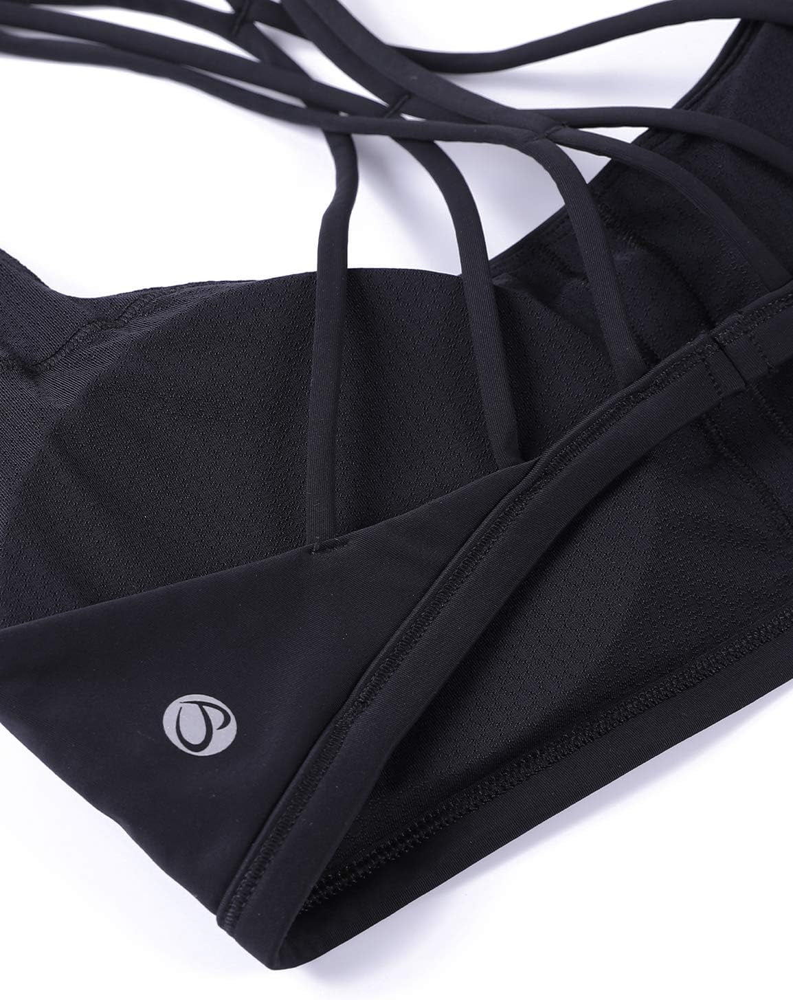 Womens Naked Feeling Criss Cross Sports Bra - Strappy Back Padded Medium Support Wireless Gym Cami Workout Yoga