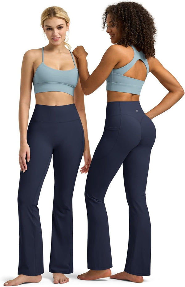 Yoga Pants Women Flare Workout Leggings with Pockets for Women Tummy Control High Waisted Yoga Leggings