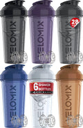 -6 PACK- 28 Oz Protein Shaker Bottle for Protein Mixes - 6X Wire Whisk | Leak Proof Shaker Cups for Protein Shakes | Protein Shaker Bottle Pack | Protein Shake Cup (Elemental Mix)