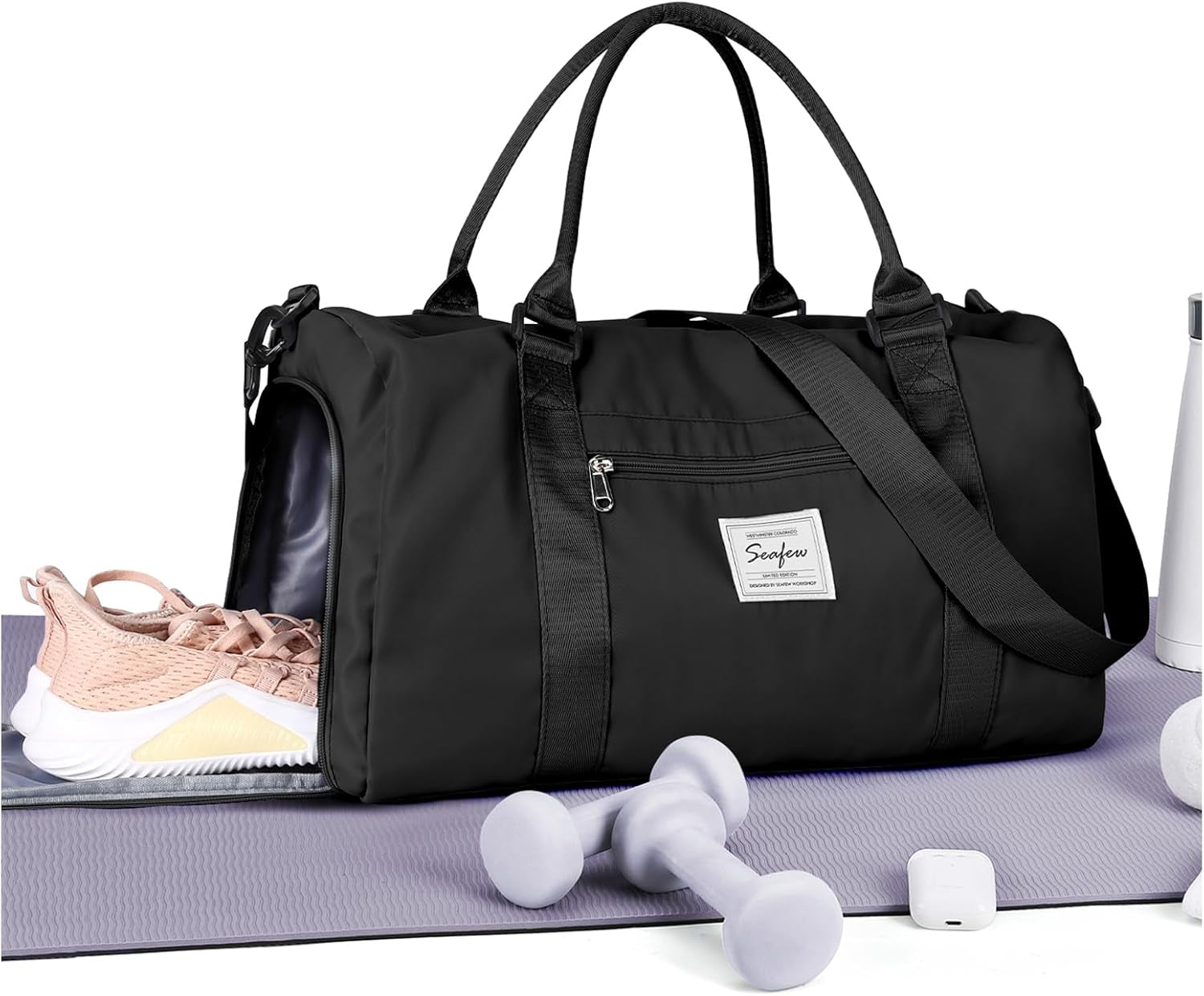 Gym Bags Womens Mens with Shoes Compartment and Wet Pocket Travel Duffel Bag for Women for Plane Sport Gym Tote Bags Swimming Yoga Small Waterproof Weekend Overnight Carry on Bag Hospital Holdalls