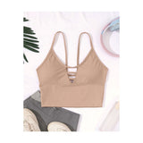 Longline Sports Bras for Women High Support Strappy Push up Workout Tops Built in Bra Padded Crop Yoga Tank Top