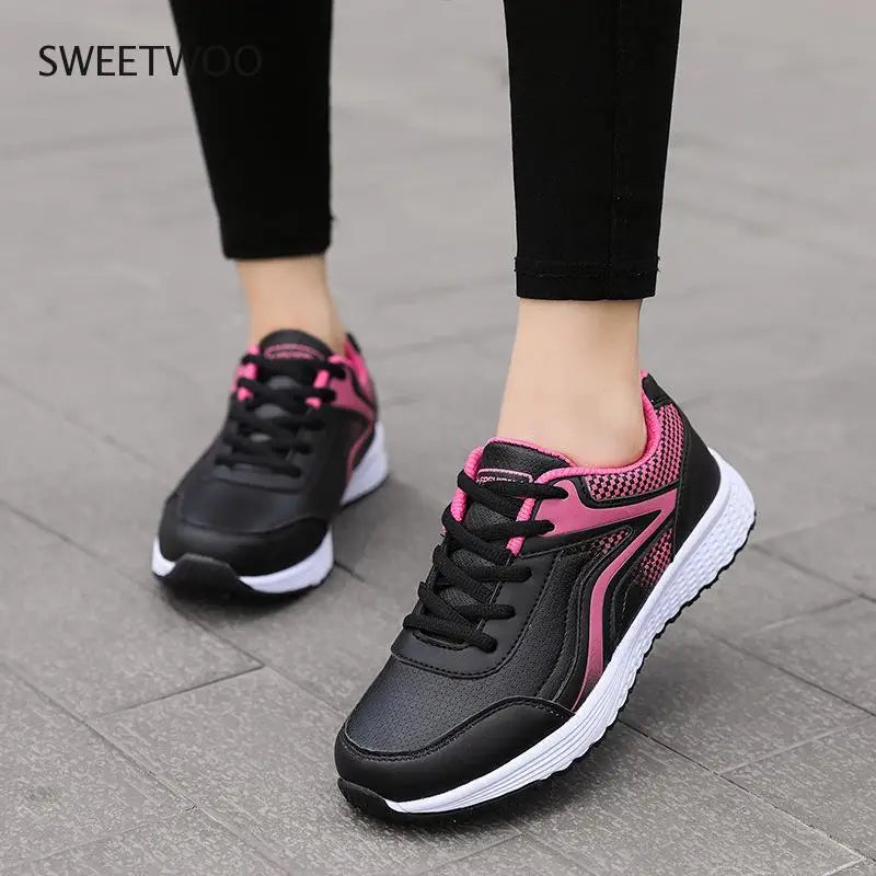 Fashion Women Sneakers Winter Breathable PU Leather Sport Shoes Womens Trainers Running Shoes Women'S Casual Gym Shoes