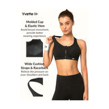 Zip Front Sports Bra - High Impact Sports Bras for Women plus Size Workout Fitness Running