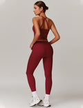 Womens Workout Sets Two Piece Cross Back Tank Top Matching High Waist Leggings Sets Gym Outfits Work Out Clothes