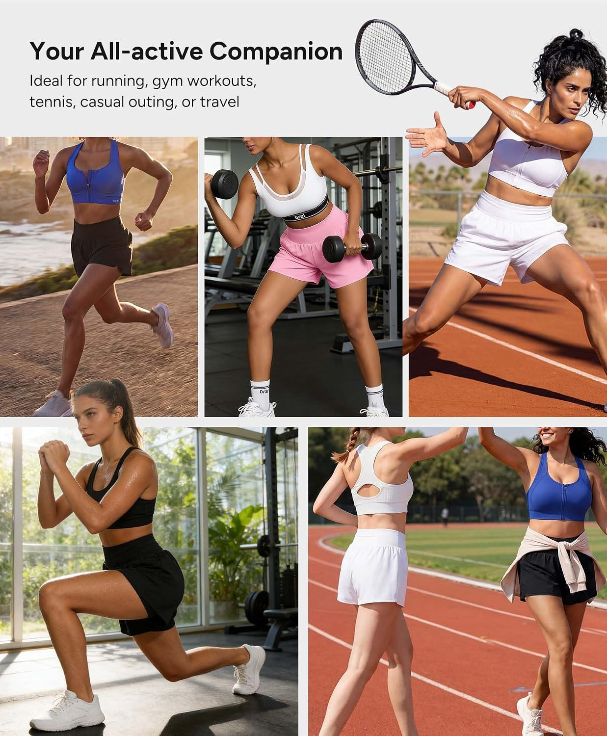 aero 3.5" Women'S Athletic Running Shorts 2 in 1 High Waisted Pockets Workout Gym Sport Shorts
