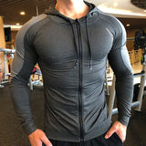 Men Hoodies Gym Sport Running Training Fitness Compression Elastic Bodybuilding Sweatshirt Sportswear Hooded Jacket Hoodies