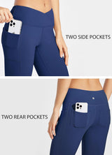 Women'S Fleece Lined Pants Yoga Crossover Leggings Bootcut Thermal Winter Pants Flare Leggings Water Resistant