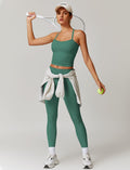Womens Workout Sets Two Piece Cross Back Tank Top Matching High Waist Leggings Sets Gym Outfits Work Out Clothes