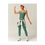 Womens Workout Sets Two Piece Cross Back Tank Top Matching High Waist Leggings Sets Gym Outfits Work Out Clothes