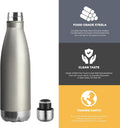 17Oz Sport Water Bottle 12 Pack Vacuum Insulated Stainless Steel Leak-Proof Double Wall Cola Shape Water Bottle,Keep Drinks Hot & Cold (Cold Gray,12 Pack)