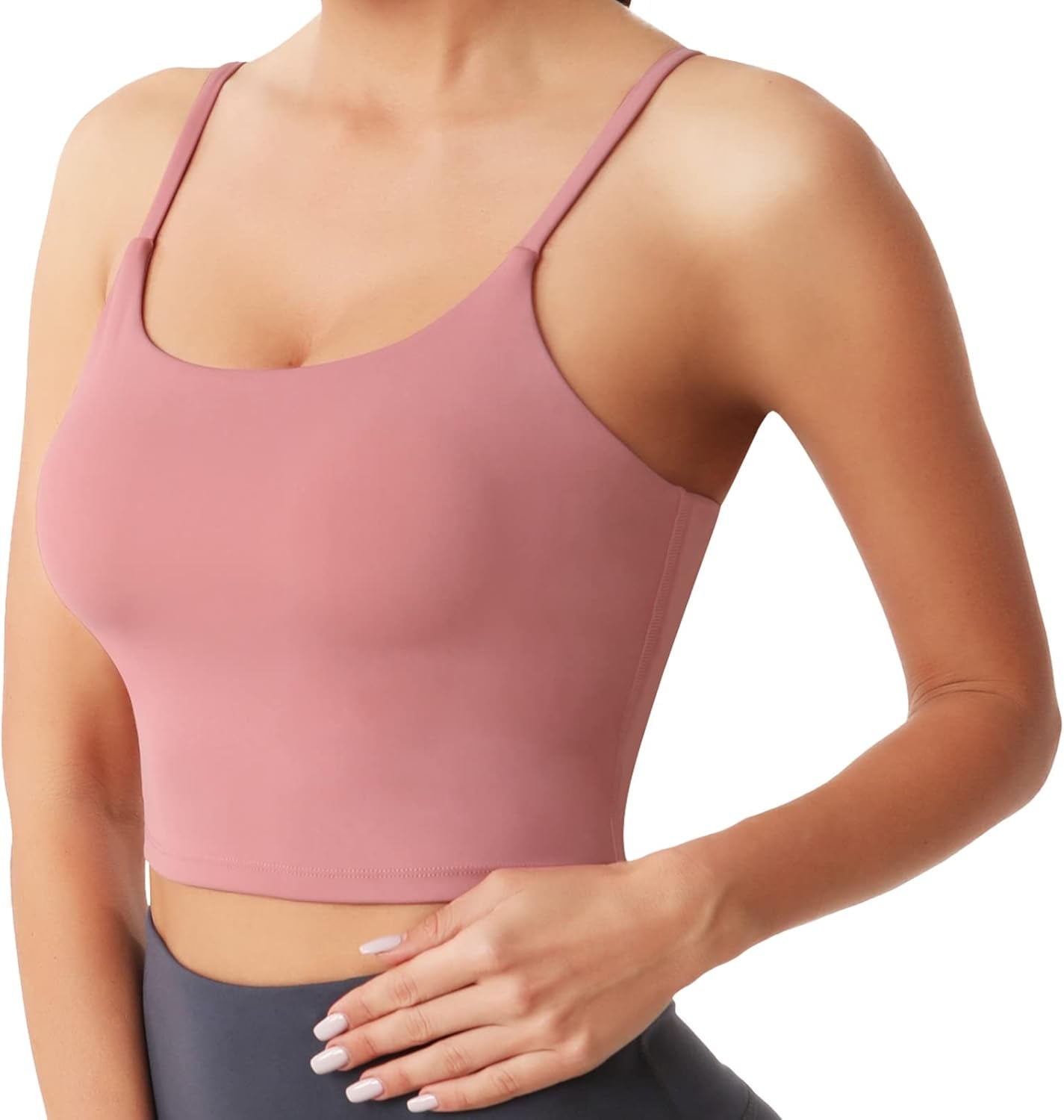 Padded Longline Sports Bras for Women, Criss Cross Back Adjustable Strappy Running Workout Gym Yoga Crop Tank Top
