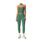 Womens Workout Sets Two Piece Cross Back Tank Top Matching High Waist Leggings Sets Gym Outfits Work Out Clothes