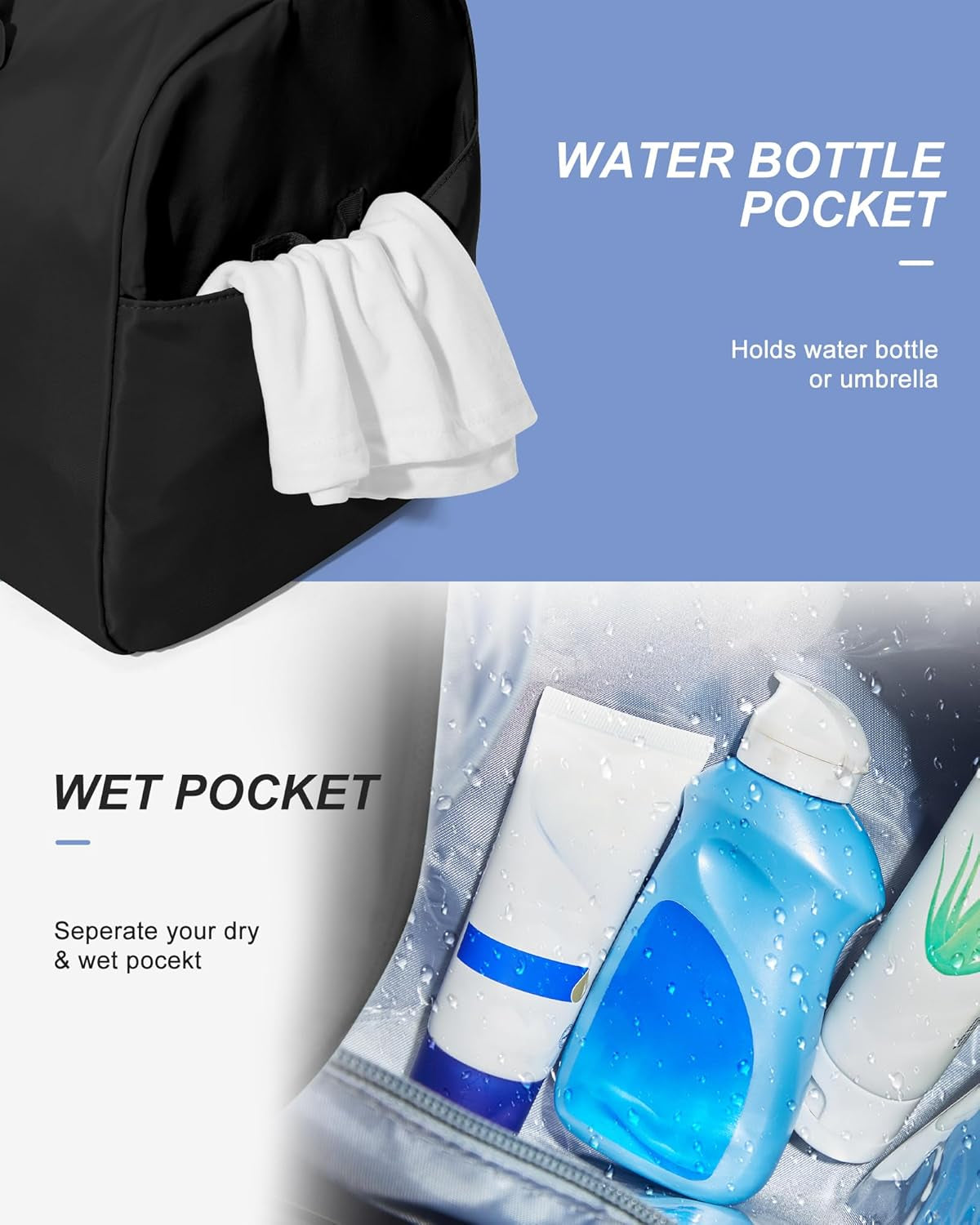 Gym Bags Womens Mens with Shoes Compartment and Wet Pocket Travel Duffel Bag for Women for Plane Sport Gym Tote Bags Swimming Yoga Small Waterproof Weekend Overnight Carry on Bag Hospital Holdalls