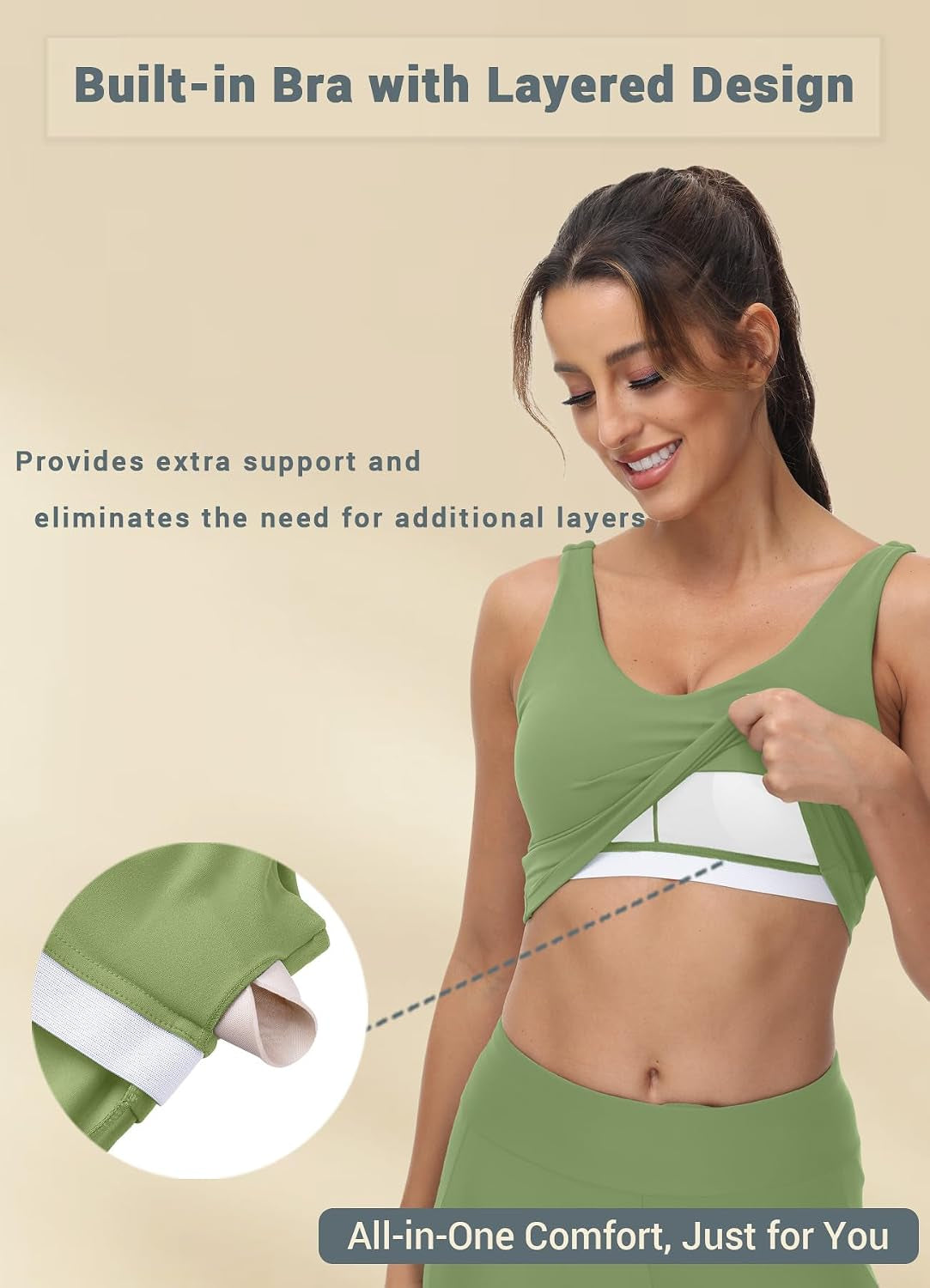 High Neck Sports Bra for Women Longline Full Coverage Sports Bras Medium Impact Padded Workout Crop Tops for Yoga Gym