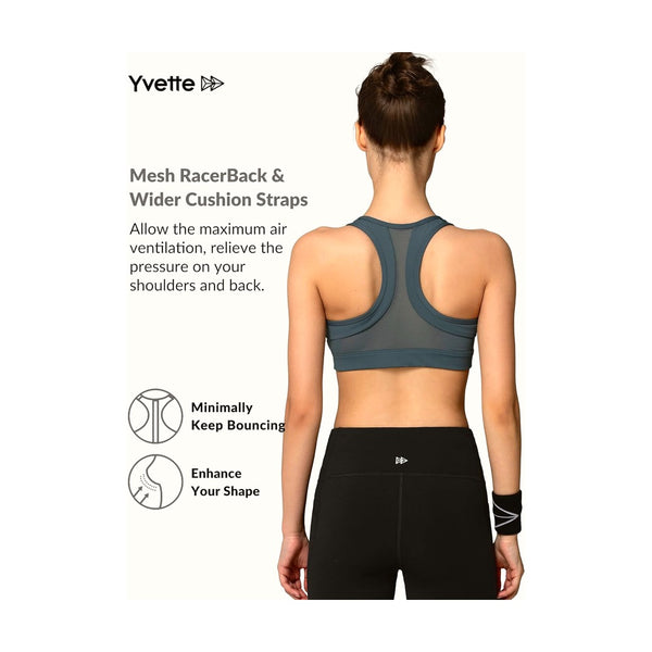 Zip Front Sports Bra - High Impact Sports Bras for Women plus Size Workout Fitness Running