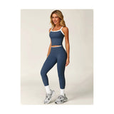 Womens Workout Sets Two Piece Cross Back Tank Top Matching High Waist Leggings Sets Gym Outfits Work Out Clothes