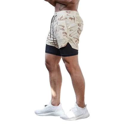 Man Jogging Sportswear Mens 2 in 1 Beach Sport Shorts Quick Drying Running Shorts Workout Gym Exercise Shorts Fitness Sweatpants