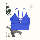 Longline Sports Bras for Women High Support Strappy Push up Workout Tops Built in Bra Padded Crop Yoga Tank Top
