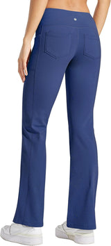 Women'S Fleece Lined Pants Yoga Crossover Leggings Bootcut Thermal Winter Pants Flare Leggings Water Resistant