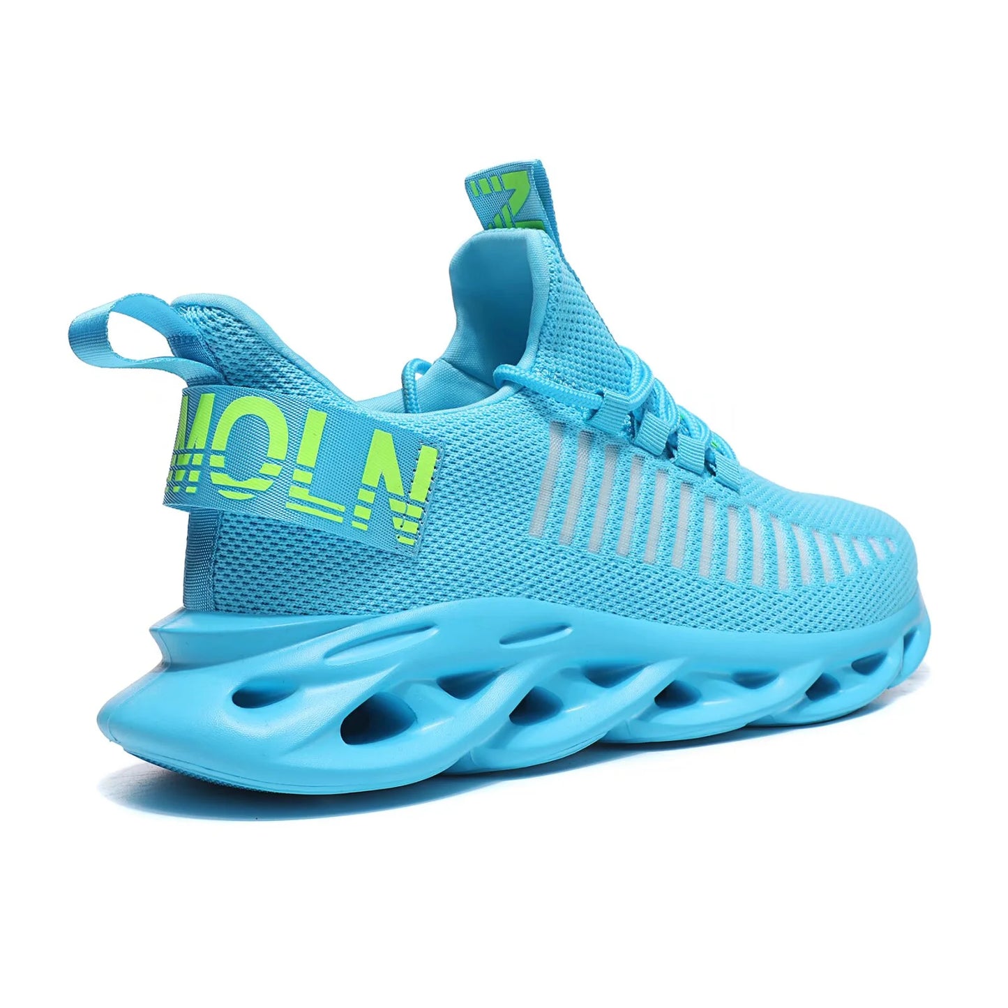 Outdoor Breathable Mesh Knited Jogging Athletic Running Shoes Sky Blue Size 10-10.5