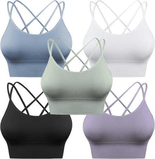 3 Pack Strappy Sports Bra for Women Sexy Crisscross for Yoga Running Athletic Gym Workout Fitness Tank Tops