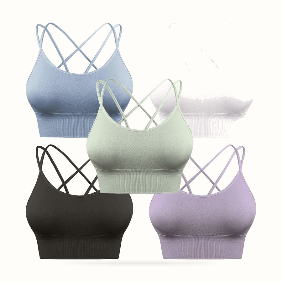 3 Pack Strappy Sports Bra for Women Sexy Crisscross for Yoga Running Athletic Gym Workout Fitness Tank Tops