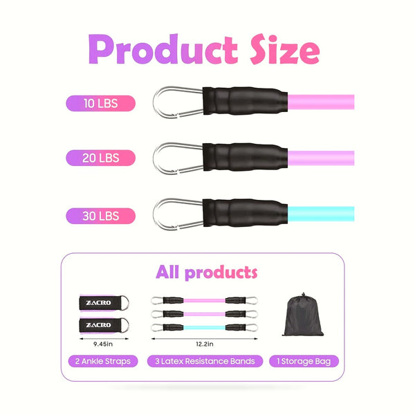 Ankle Resistance Bands Set, 3 Levels Ankle Tube Band with Cuffs, Ankle Bands for Home Workouts & Gym, Recoils and Glutes Workout, Legs Resistance Bands for Women & Men
