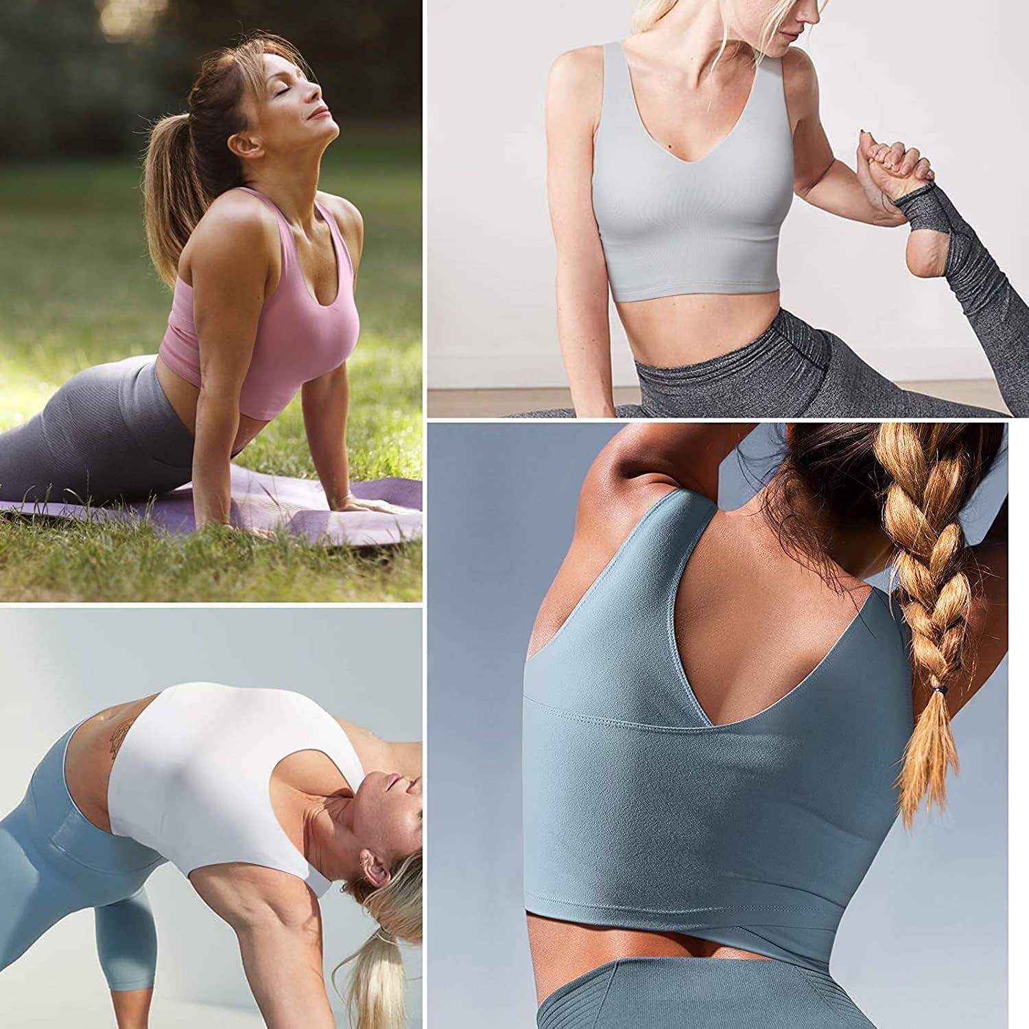 Longline Sports Bras for Women Wirefree Padded Sports Yoga Bra Gym Running Workout Tank Tops