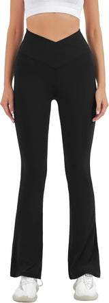 Women'S Flare Yoga Pants - Crossover Flare Leggings High Waisted Tummy Control Workout Casual Bootcut Pants