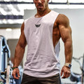 Bodybuilding Tank Tops Men Sports Sleeveless Shirt Muscle Guys Vest Fitness Drop Armhole Solid Tops Tees Cotton Gym Singlets