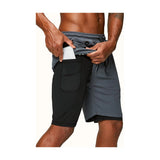 Men'S 2 in 1 Running Shorts Gym Workout Quick Dry Mens Shorts with Phone Pocket