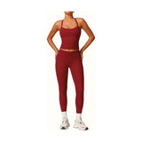 Womens Workout Sets Two Piece Cross Back Tank Top Matching High Waist Leggings Sets Gym Outfits Work Out Clothes
