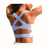 Sports Bras for Women Criss-Cross Back Padded Workout Tank Tops Medium Support Crop Tops for Women