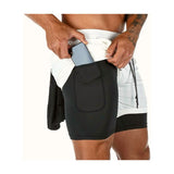 Men'S 2-In-1 Running Workout Shorts Gym Training Athletic Short Pants with Towel Loop