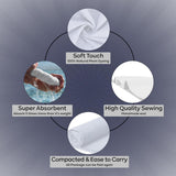 2 Pack Microfibre Towel Set for Gym, Yoga, Sports,Camping & Travel-400Gsm Quick Dry, Soft Hand Towels-Lightweight for Beach,Bath,Hiking,Hair & Kitchen-Super Absorbent with Bag (White)