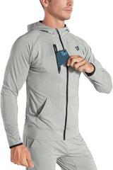 Men'S Lightweight Gym Sports Hoodie,Mens Workout Running Athletic Jacket with Zip Pockets