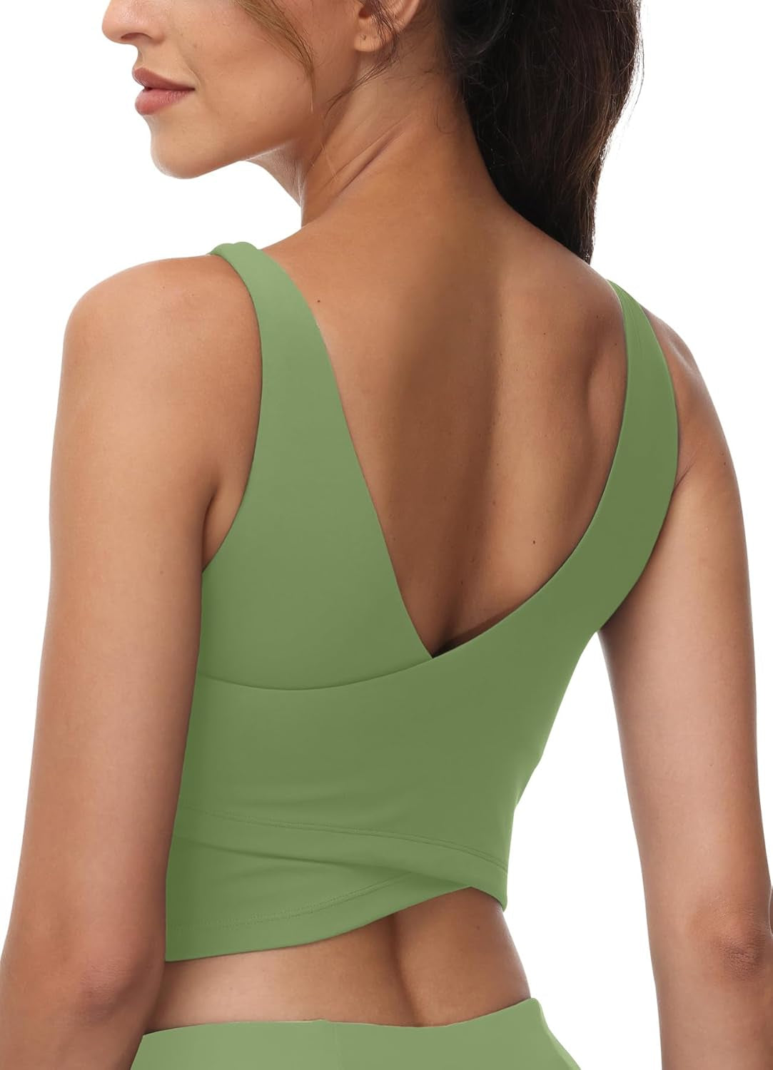 High Neck Sports Bra for Women Longline Full Coverage Sports Bras Medium Impact Padded Workout Crop Tops for Yoga Gym