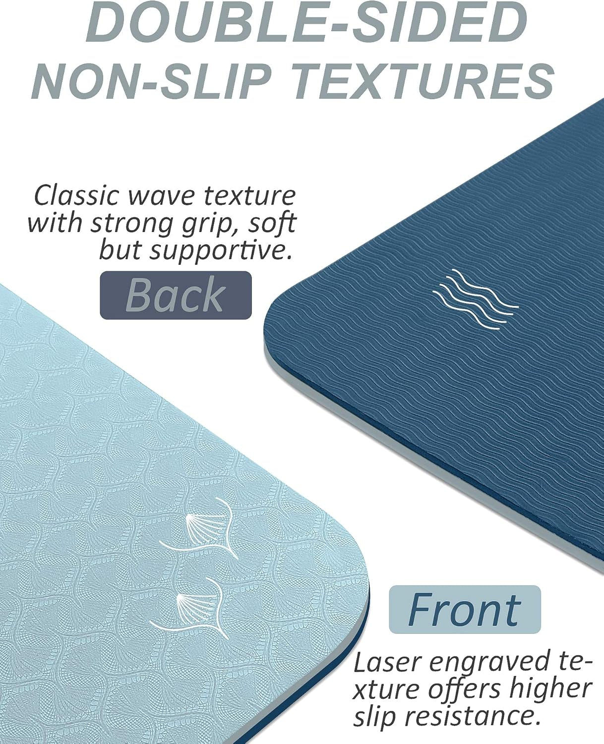 Yoga Mat with Strap, 1/3 Inch Extra Thick Yoga Mat Double-Sided Non Slip, Professional TPE Yoga Mats for Women Men, Workout Mat for Yoga, Pilates and Floor Exercises