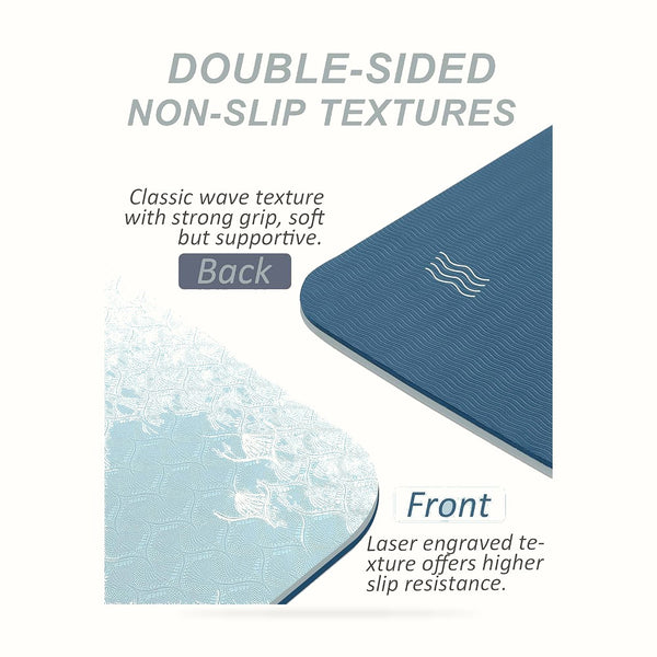 Yoga Mat with Strap, 1/3 Inch Extra Thick Yoga Mat Double-Sided Non Slip, Professional TPE Yoga Mats for Women Men, Workout Mat for Yoga, Pilates and Floor Exercises