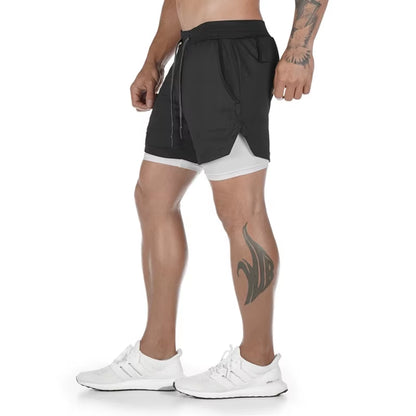 Man Jogging Sportswear Mens 2 in 1 Beach Sport Shorts Quick Drying Running Shorts Workout Gym Exercise Shorts Fitness Sweatpants