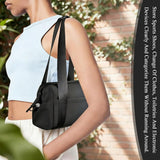 Mini Gym Bag Women, Lightweight Crossbody Sports Tote with Multi-Pocket, Waterproof Travel Duffel Bag, Portable Handbag for Workout, Travel, Daily Commute (Black)